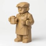 Wood Carved-Like Barista Figurine - Unique Desk Decor for Adults 3D Printed in Canada - 3D Printed in Canada (Classic Birch)