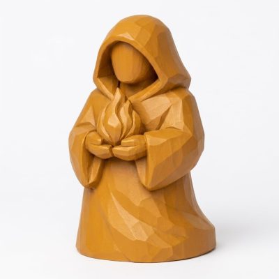 Wood Carved-Like Inner Light Figurine in Ochre Yellow Finish - 3D Printed in Canada (Ochre Yellow)