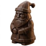 Wood Carved Santa Claus Figurine in Black Walnut Finish - 3D Printed in Canada (Black Walnut)