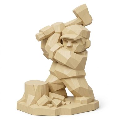 Wood Carved Clearing Collectible Figurine in White Oak Finish - 3D Printed in Canada (White Oak)
