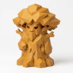 Wood Carved-Like Enchanted Tree Figurine - Unique Desk Decor for Adults – 3D Printed in Canada - 3D Printed in Canada (Ochre Yellow)