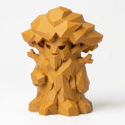 Wood Carved-Like Enchanted Tree Figurine - Unique Desk Decor for Adults – 3D Printed in Canada - 3D Printed in Canada (Ochre Yellow)