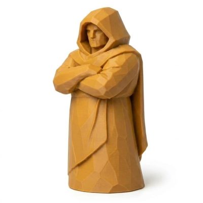 Wood Carved-Like Quiet Strength Figurine in Ochre Yellow Finish - 3D Printed in Canada (Ochre Yellow)