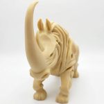 Wood Carved-Style Woolly Rhinoceros Figurine in White Oak Finish - 3D Printed in Canada (White Oak)