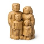 Wood Carved-Like Family of Four Figurine - Unique Desk Decor for Collectors 3D Printed in Canada - 3D Printed in Canada (Classic Birch)