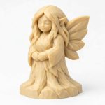 Wood Carved-Like Root Fairy Figurine in White Oak Finish - 3D Printed in Canada (White Oak)