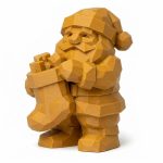 Wood Carved-Like Christmas Stocking Figurine - Unique Desk Decor for Adults – 3D Printed in Canada - 3D Printed in Canada (Ochre Yellow)