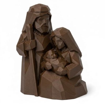 Wood Carved-Like Christmas Nativity Figurine - Unique Desk Decor for Adults – 3D Printed in Canada - 3D Printed in Canada (Black Walnut)