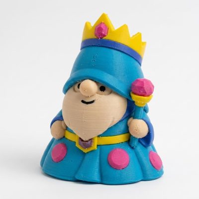 Royal Gnome Collectible Figurine - Striking Blue and Yellow Design with Crown and Scepter - Unique Fantasy Desk Decor for Home or Office Shelf Display - 3D Printed in Canada