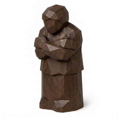 Wood Carved-Like Holding On Figurine in Black Walnut Finish - 3D Printed in Canada (Black Walnut)