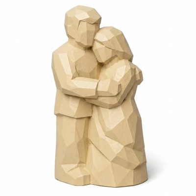 Wood Carved Forever Together Collectible Figurine in White Oak Finish - 3D Printed in Canada (White Oak)