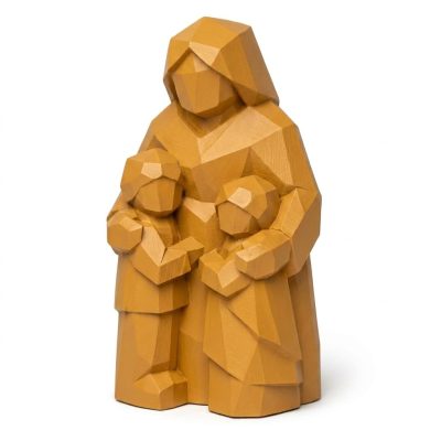 Wood Carved Family Guardian Collectible Figurine in Ochre Yellow Finish - 3D Printed in Canada (Ochre Yellow)