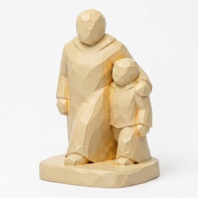 Wood Carved-Like Walk Together Figurine - Unique Desk Decor for Collectors – 3D Printed in Canada - 3D Printed in Canada (White Oak)