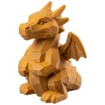 Wood Carved Dragon Figurine in Ochre Yellow Finish - 3D Printed in Canada (Ochre Yellow)