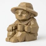 Wood Carved-Like Slow Living Figurine - Unique Desk Decor for Adults 3D Printed in Canada - 3D Printed in Canada (Classic Birch)
