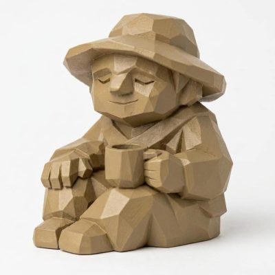 Wood Carved-Like Slow Living Figurine - Unique Desk Decor for Adults 3D Printed in Canada - 3D Printed in Canada (Classic Birch)