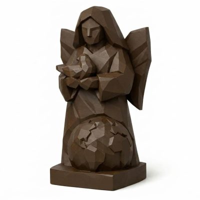 Wood Carved-Like Peace on Earth Figurine in Black Walnut Finish - 3D Printed in Canada (Black Walnut)