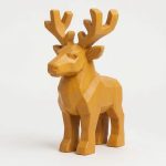 Wood Carved-Like Caribou Figurine - Unique Desk Decor for Adults – 3D Printed in Canada - 3D Printed in Canada (Ochre Yellow)