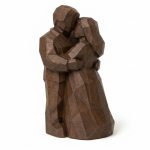 Wood Carved-Like Romantic Embrace Figurine in Black Walnut Finish - 3D Printed in Canada (Black Walnut)