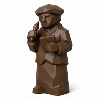 Wood Carved-Like Poet Figurine in Black Walnut Finish - 3D Printed in Canada (Black Walnut)