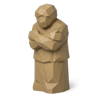 Wood Carved-Like Holding On Figurine - Unique Desk Decor for Adults 3D Printed in Canada - 3D Printed in Canada (Classic Birch)