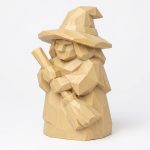 Wood Carved Witch Collectible Figurine in White Oak Finish - 3D Printed in Canada (White Oak)