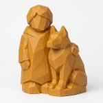 Wood-Carved Companionship Collectible Figurine in Ochre Yellow Finish - 3D Printed in Canada (Ochre Yellow)