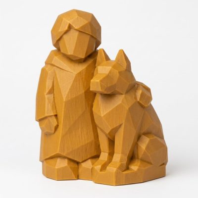 Wood-Carved Companionship Collectible Figurine in Ochre Yellow Finish - 3D Printed in Canada (Ochre Yellow)
