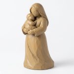 Wood Carved-Like Loving Mother Figurine - Unique Desk Decor for Adults 3D Printed in Canada - 3D Printed in Canada (Classic Birch)