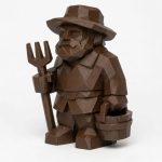 Wood Carved-Like Québec Farmhouse Figurine in Black Walnut Finish - 3D Printed in Canada (Black Walnut)