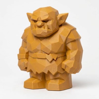 Wood Carved-Like Ogre Figurine - Unique Desk Decor for Adults – 3D Printed in Canada - 3D Printed in Canada (Ochre Yellow)
