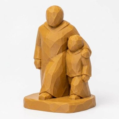 Wood Carved-Like Walk Together Figurine - Unique Desk Decor for Collectors – 3D Printed in Canada - 3D Printed in Canada (Ochre Yellow)