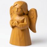 Wood Carved Angel Figurine in Ochre Yellow Finish - 3D Printed in Canada (Ochre Yellow)