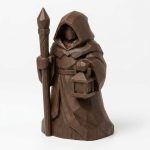 Wood Carved-Like Seeker Figurine in Black Walnut Finish - 3D Printed in Canada (Black Walnut)