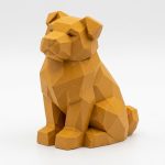 Wood Carved-Like Loyal Dog Figurine in Ochre Yellow Finish - 3D Printed in Canada (Ochre Yellow)