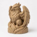 Wood Carved-Like Phoenix Figurine - Unique Desk Decor for Adults - Eye-Catching Collector's Display Piece 3D Printed in Canada - 3D Printed in Canada (Classic Birch)