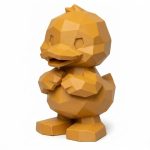 Wood Carved-Like Duckling Figurine - Unique Desk Decor for Collectors – 3D Printed in Canada - 3D Printed in Canada (Ochre Yellow)