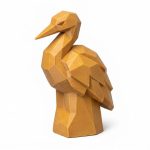 Wood Carved-Like Crane Figurine - Unique Desk Decor for Adults – 3D Printed in Canada - 3D Printed in Canada (Ochre Yellow)
