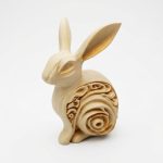 Bunny Variety Collectible Figurine Bundle of 3 in White Oak Finish - 3D Printed in Canada (White Oak)