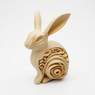 Bunny Variety Collectible Figurine Bundle of 3 in White Oak Finish - 3D Printed in Canada (White Oak)