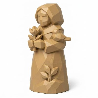 Wood Carved-Like Spring Renewal Figurine - Unique Desk Decor for Adults 3D Printed in Canada - 3D Printed in Canada (Classic Birch)