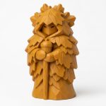 Wood Carved-Like Oak Leaf Figurine in Ochre Yellow Finish - 3D Printed in Canada (Ochre Yellow)