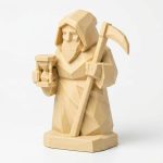 Wood Carved-Like Time Figurine in White Oak Finish - 3D Printed in Canada (White Oak)