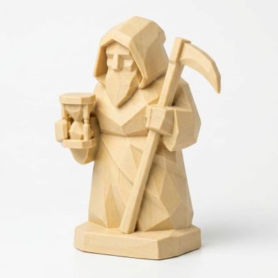 Wood Carved-Like Time Figurine in White Oak Finish - 3D Printed in Canada (White Oak)