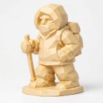 Wood Carved-Like Winter Hiker Figurine in White Oak Finish - 3D Printed in Canada (White Oak)