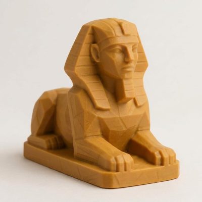 Wood Carved-Like Sphinx Figurine - Unique Desk Decor for Adults – 3D Printed in Canada - 3D Printed in Canada (Ochre Yellow)