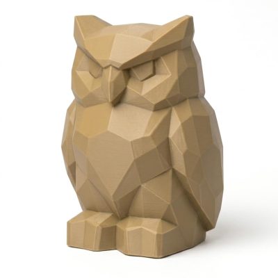 Wood Carved-Like Owl of the Night Figurine - Unique Desk Decor for Adults 3D Printed in Canada - 3D Printed in Canada (Classic Birch)