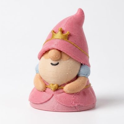 Princess Gnome Collectible Figurine - Charming Pink Gnome with Crown and Detailed Features - Unique Desk Decor, Shelf Accent, or Gift for Adults - 3D Printed in Canada