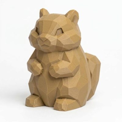 Wood Carved-Like Chipmunk Figurine - Unique Desk Decor for Adults 3D Printed in Canada - 3D Printed in Canada (Classic Birch)