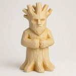 Wood-Carved-Like Rooted Tree Figurine in White Oak Finish - 3D Printed in Canada (White Oak)